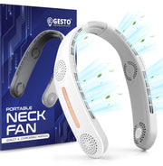 Gesto Rechargeable Portable Neck Fan or DC Fan - 3 Speed Modes Hand Free Fan for Summer With 3600 mAh Battery | Upgrade 360ยฐ Airflow, Super Quiet With 4 Turbo Motors for Indoor,Outdoor,Travel